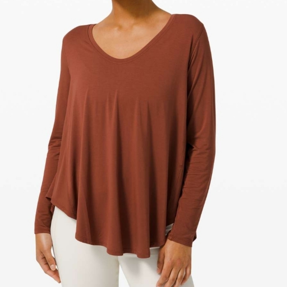Lululemon Up For Down Time Long Sleeve Top In Dark Terracotta